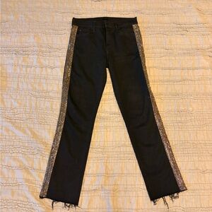MOTHER Black Jeans with Beaded Metallic Detail
